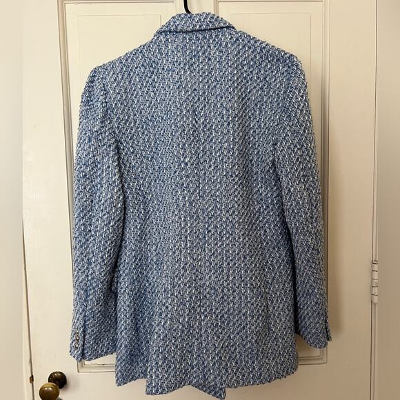 Zara Textured Double-breasted Blazer Blue White 8741/725 - large - Picture 11 of 11